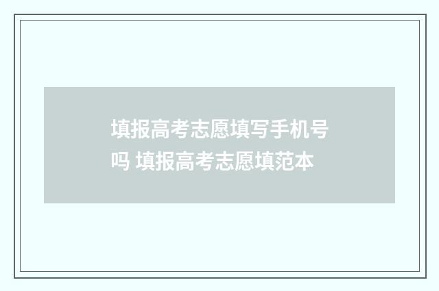 填报高考志愿填写手机号吗 填报高考志愿填范本