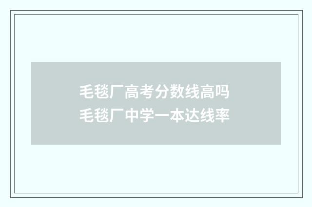 毛毯厂高考分数线高吗 毛毯厂中学一本达线率