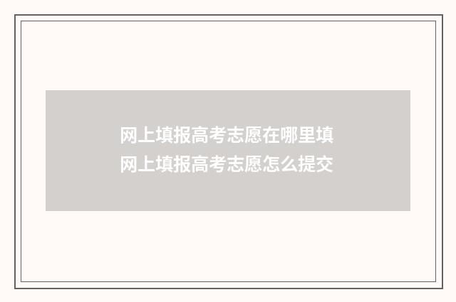 网上填报高考志愿在哪里填 网上填报高考志愿怎么提交