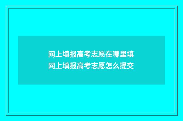 网上填报高考志愿在哪里填 网上填报高考志愿怎么提交