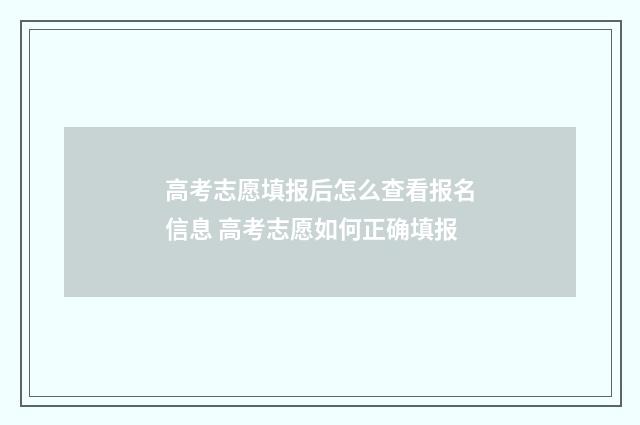 高考志愿填报后怎么查看报名信息 高考志愿如何正确填报