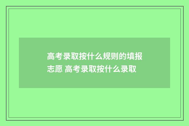 高考录取按什么规则的填报志愿 高考录取按什么录取