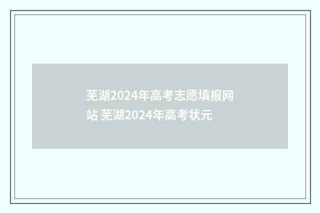 芜湖2024年高考志愿填报网站 芜湖2024年高考状元