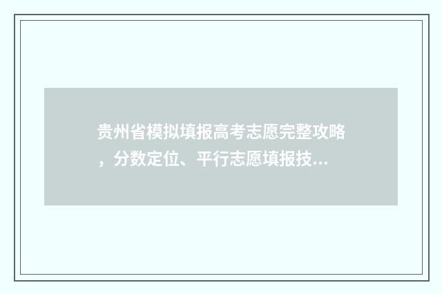 贵州省模拟填报高考志愿完整攻略，分数定位、平行志愿填报技巧 贵州省模拟填报志愿表格