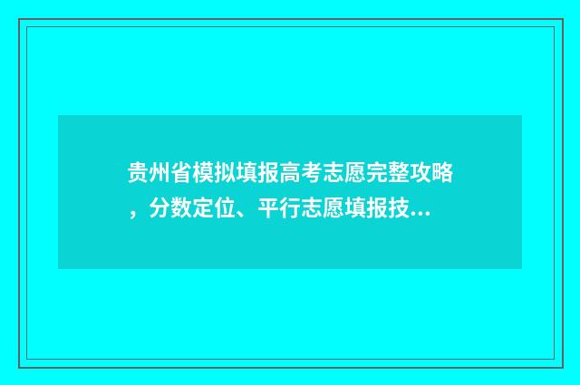 贵州省模拟填报高考志愿完整攻略，分数定位、平行志愿填报技巧 贵州省模拟填报志愿表格