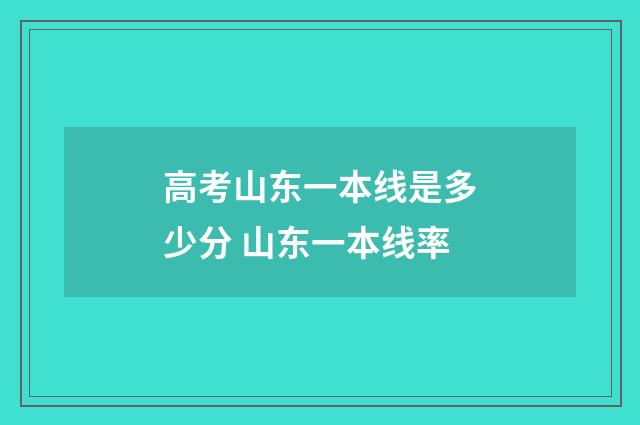 高考山东一本线是多少分 山东一本线率