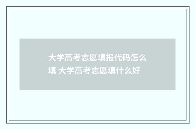 大学高考志愿填报代码怎么填 大学高考志愿填什么好
