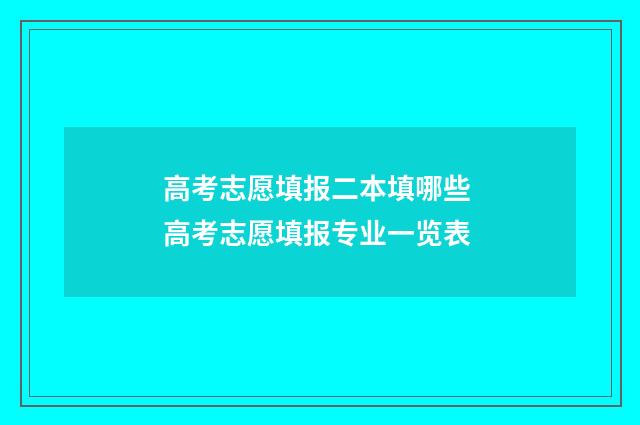 高考志愿填报二本填哪些 高考志愿填报专业一览表