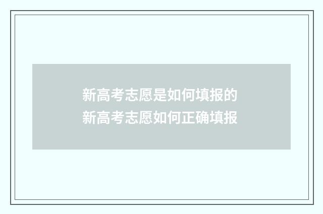 新高考志愿是如何填报的 新高考志愿如何正确填报