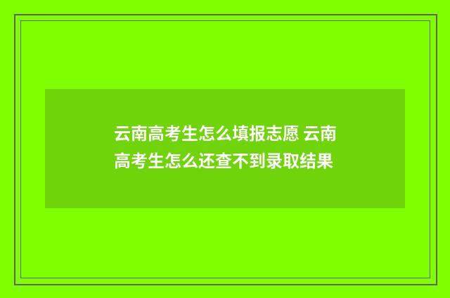 云南高考生怎么填报志愿 云南高考生怎么还查不到录取结果