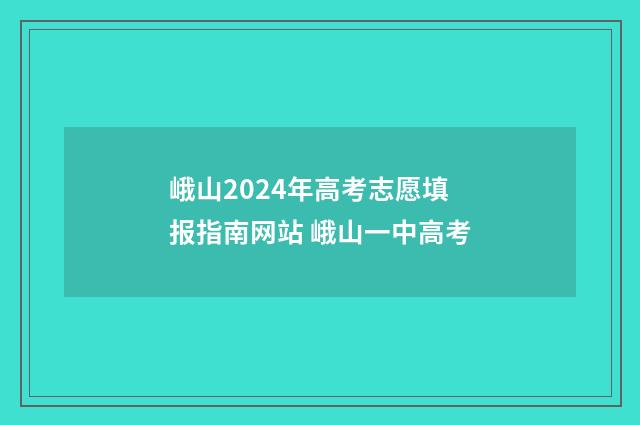 峨山2024年高考志愿填报指南网站 峨山一中高考