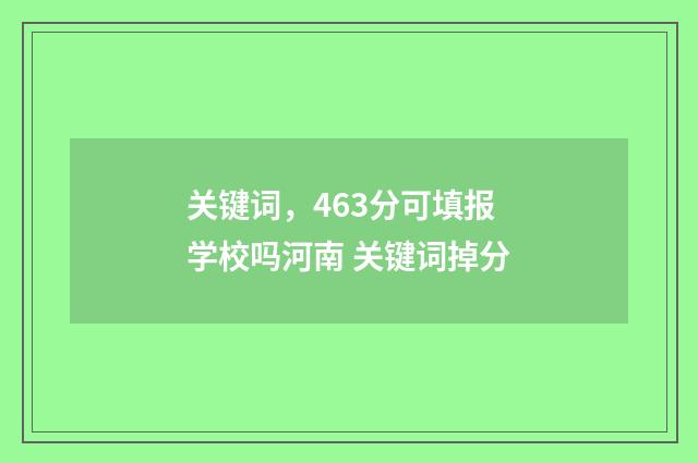 关键词，463分可填报学校吗河南 关键词掉分