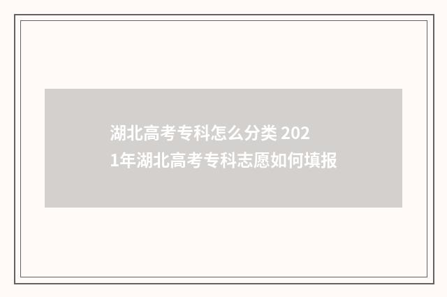 湖北高考专科怎么分类 2021年湖北高考专科志愿如何填报