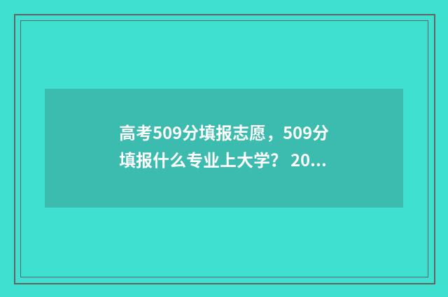 高考509分填报志愿，509分填报什么专业上大学？ 2021高考509分什么水平
