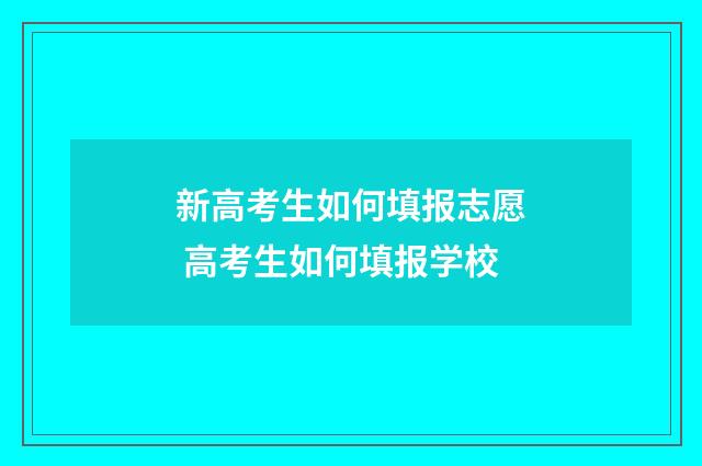 新高考生如何填报志愿 高考生如何填报学校