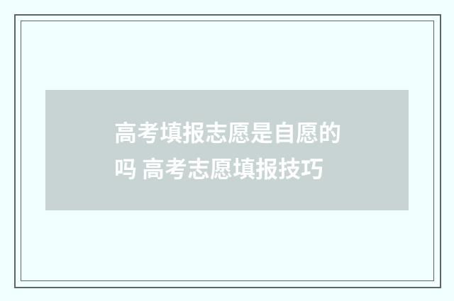高考填报志愿是自愿的吗 高考志愿填报技巧