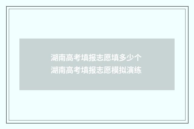 湖南高考填报志愿填多少个 湖南高考填报志愿模拟演练