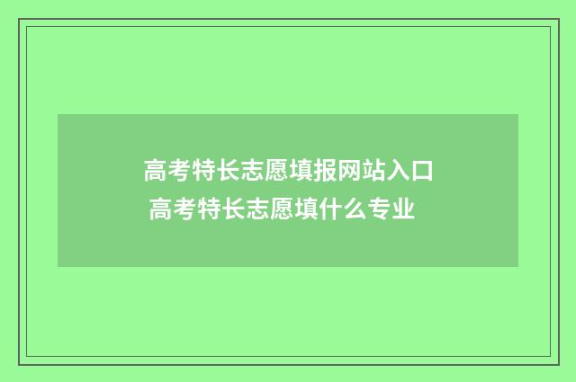 高考特长志愿填报网站入口 高考特长志愿填什么专业
