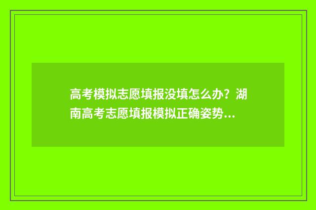 高考模拟志愿填报没填怎么办？湖南高考志愿填报模拟正确姿势 高考模拟志愿填报系统入口