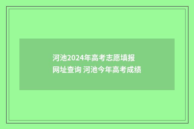 河池2024年高考志愿填报网址查询 河池今年高考成绩