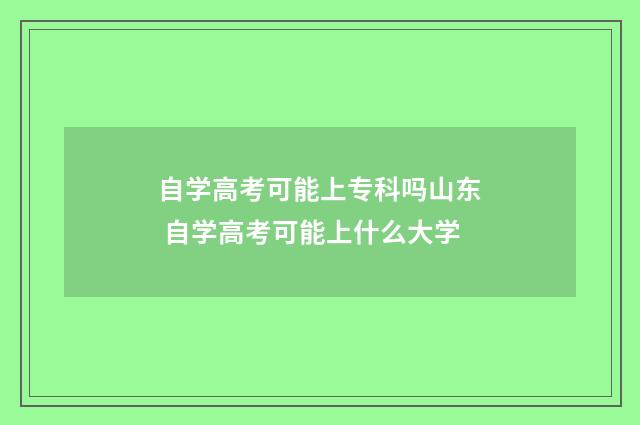自学高考可能上专科吗山东 自学高考可能上什么大学