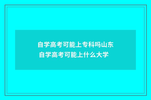 自学高考可能上专科吗山东 自学高考可能上什么大学