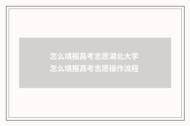 怎么填报高考志愿湖北大学 怎么填报高考志愿操作流程
