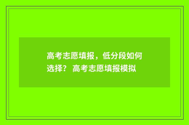 高考志愿填报，低分段如何选择？ 高考志愿填报模拟