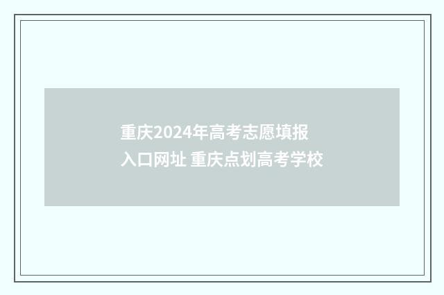重庆2024年高考志愿填报入口网址 重庆点划高考学校