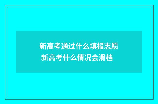新高考通过什么填报志愿 新高考什么情况会滑档
