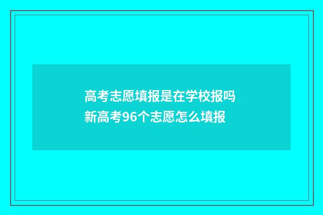 高考志愿填报是在学校报吗 新高考96个志愿怎么填报