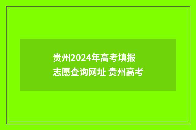 贵州2024年高考填报志愿查询网址 贵州高考