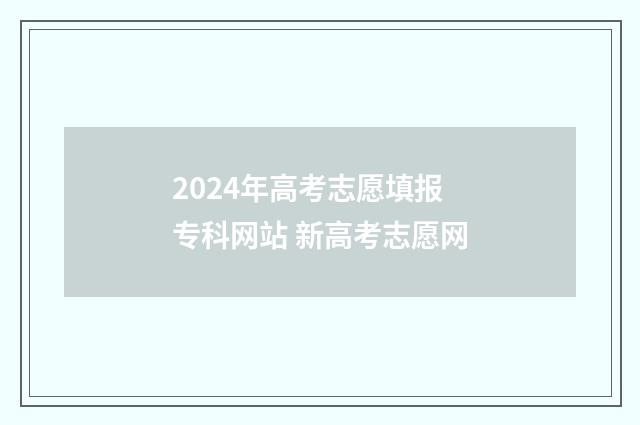 2024年高考志愿填报专科网站 新高考志愿网