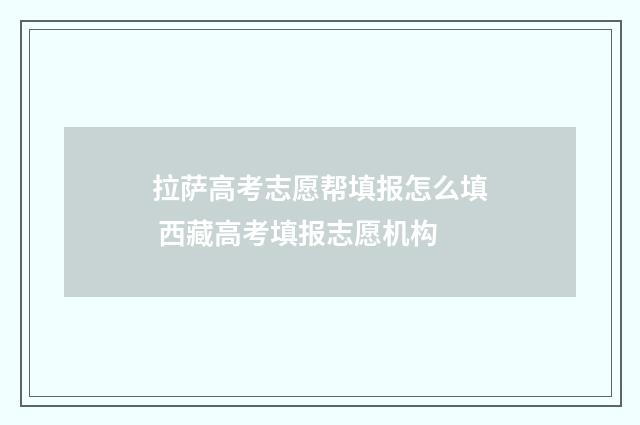 拉萨高考志愿帮填报怎么填 西藏高考填报志愿机构