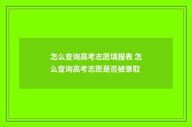怎么查询高考志愿填报表 怎么查询高考志愿是否被录取