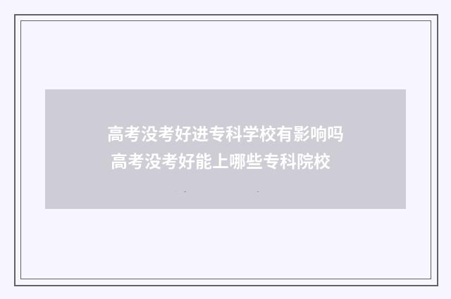 高考没考好进专科学校有影响吗 高考没考好能上哪些专科院校