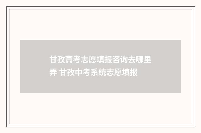甘孜高考志愿填报咨询去哪里弄 甘孜中考系统志愿填报