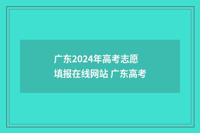 广东2024年高考志愿填报在线网站 广东高考