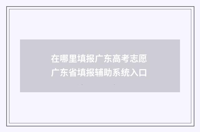 在哪里填报广东高考志愿 广东省填报辅助系统入口