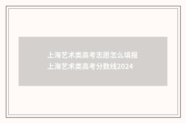上海艺术类高考志愿怎么填报 上海艺术类高考分数线2024