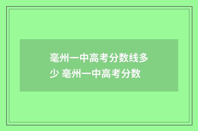 毫州一中高考分数线多少 亳州一中高考分数