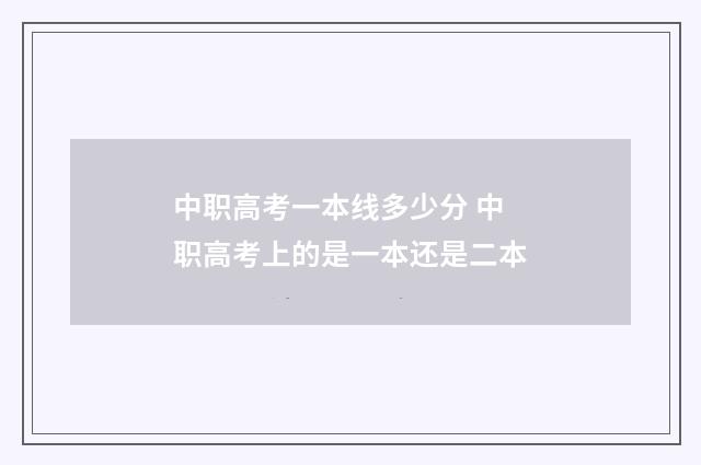 中职高考一本线多少分 中职高考上的是一本还是二本