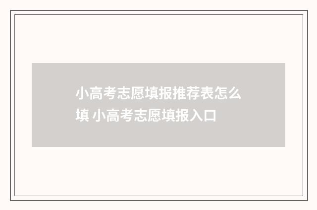 小高考志愿填报推荐表怎么填 小高考志愿填报入口