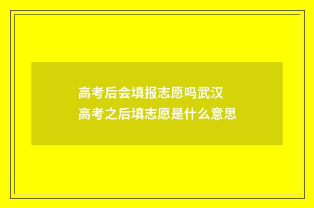 高考后会填报志愿吗武汉 高考之后填志愿是什么意思