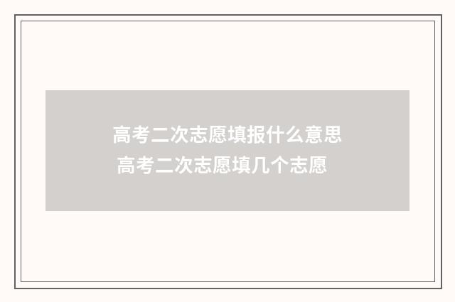 高考二次志愿填报什么意思 高考二次志愿填几个志愿