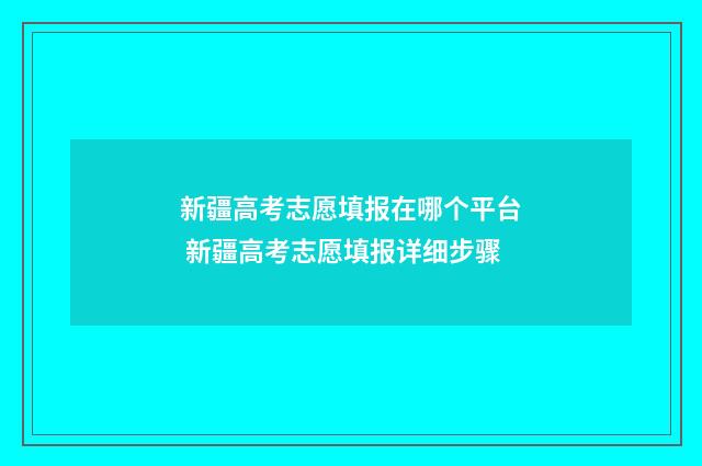 新疆高考志愿填报在哪个平台 新疆高考志愿填报详细步骤