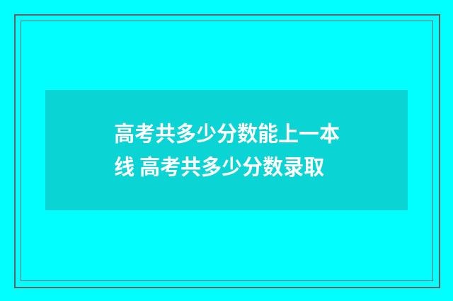 高考共多少分数能上一本线 高考共多少分数录取