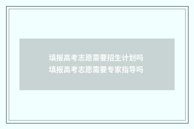 填报高考志愿需要招生计划吗 填报高考志愿需要专家指导吗
