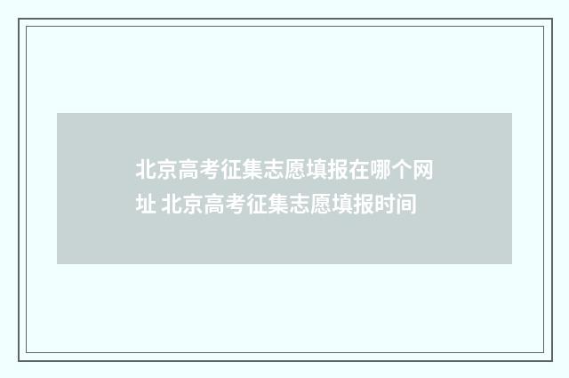 北京高考征集志愿填报在哪个网址 北京高考征集志愿填报时间