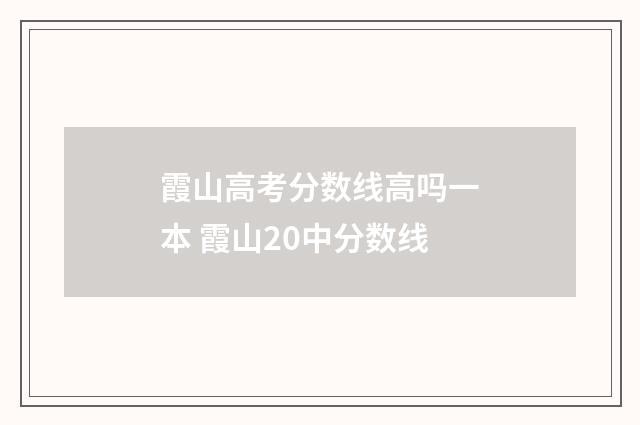 霞山高考分数线高吗一本 霞山20中分数线